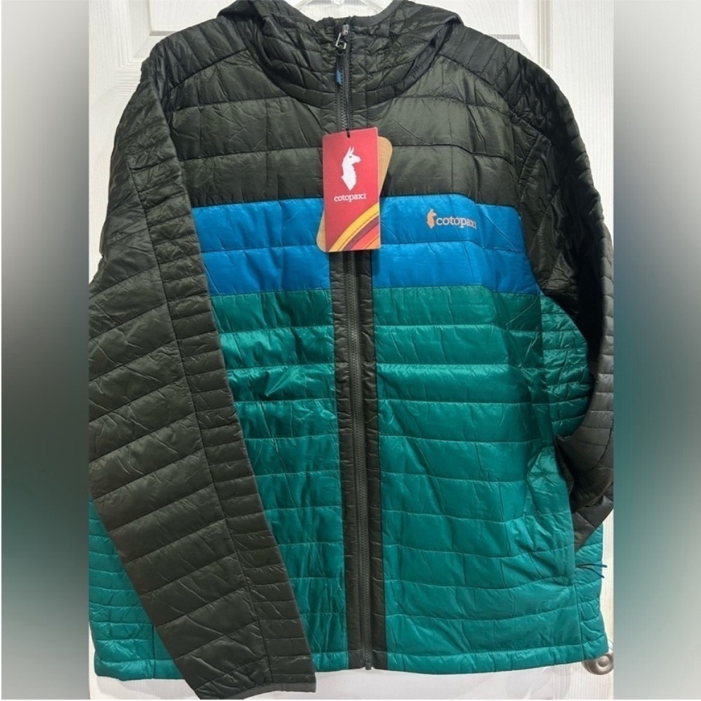 Cotopaxi Men’s XL Capa Hooded Insulated Puffer Jacket Blue Green Grey NWT